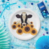 Zonnebloem voor het land van Koeien Papieren Bordje (Feest)