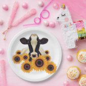 Zonnebloem voor het land van Koeien Papieren Bordje (Feest)