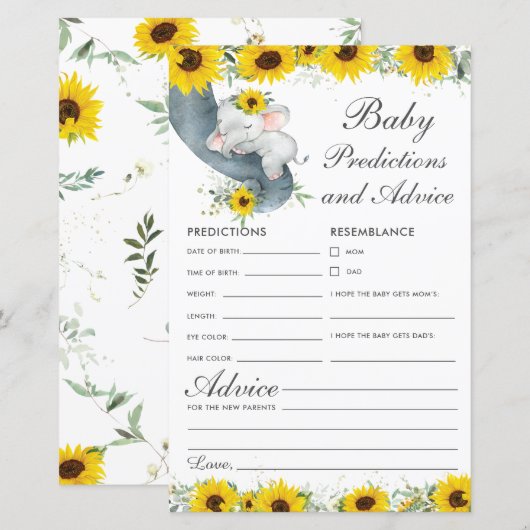 Zonnebloem Voorspellingen en adviezen voor Baby (Voorkant / Achterkant)