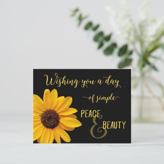 Zonnebloem Vrede en Schoonheid Briefkaart (Staand voorkant)