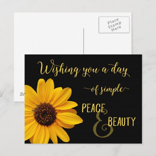 Zonnebloem Vrede en Schoonheid Briefkaart (Voorkant / Achterkant)