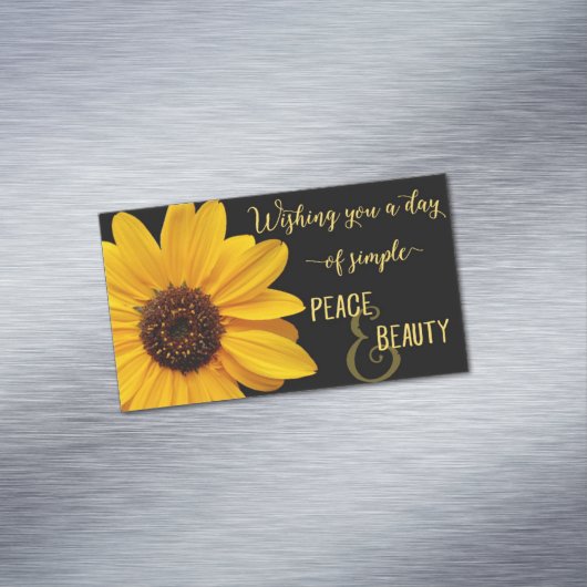 Zonnebloem Vrede en Schoonheid Visitekaartje Magneet (Voorbeeld)