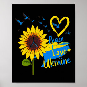 Zonnebloem Vrede Liefde Oekraïne Oekraïense Vlagka Poster