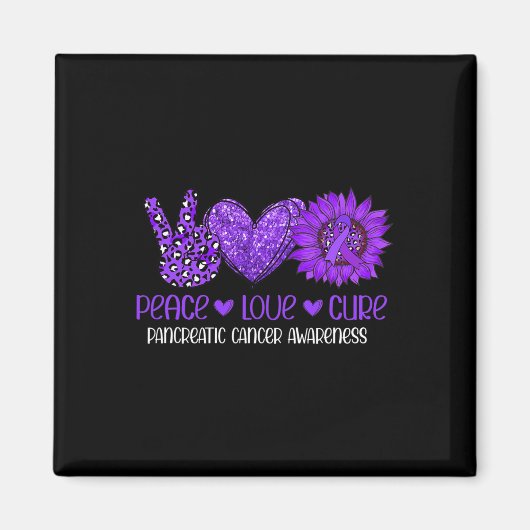 Zonnebloem Vrede Liefde Pancreas Kanker Awareness  Magneet (Voorkant)