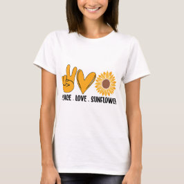 Zonnebloem Vrede Liefde T-shirt