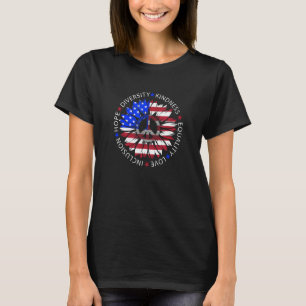 Zonnebloem Vredesbord USA Vlag Patriottisch Juli 4 T-shirt