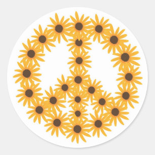 Zonnebloem Vredesteken Stickers door CherylsArt