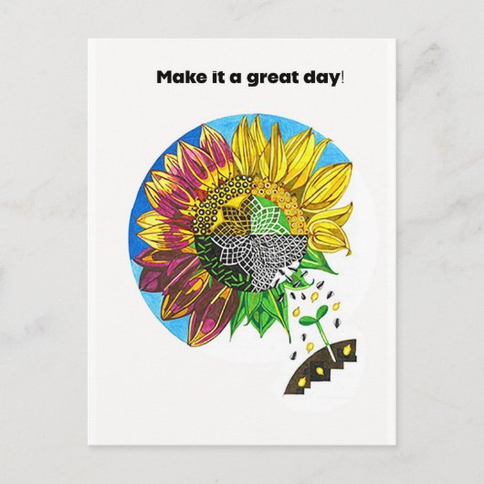 Zonnebloem Vreugde Briefkaart (Voorkant)