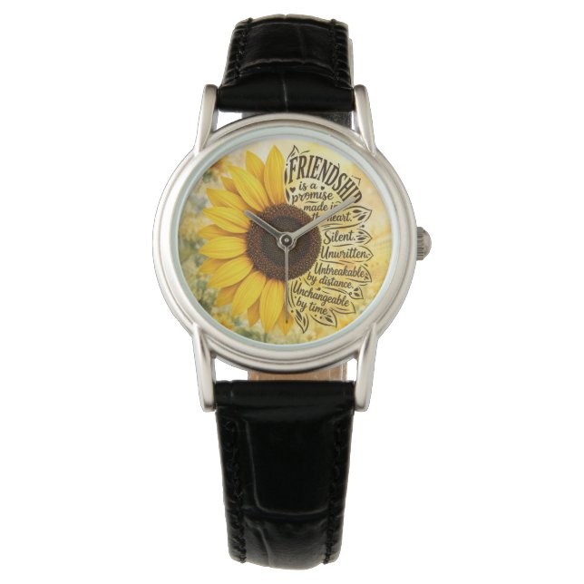 Zonnebloem Vriendschapsquote Horloge (Voorkant)