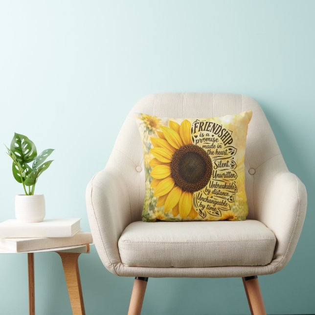 Zonnebloem Vriendschapsquote Kussen (Stoel)