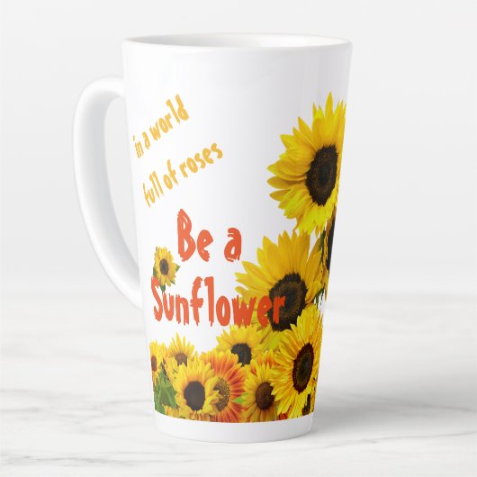 Zonnebloem Vrij en vrij zijn Latte Mok (Linkerhoek)