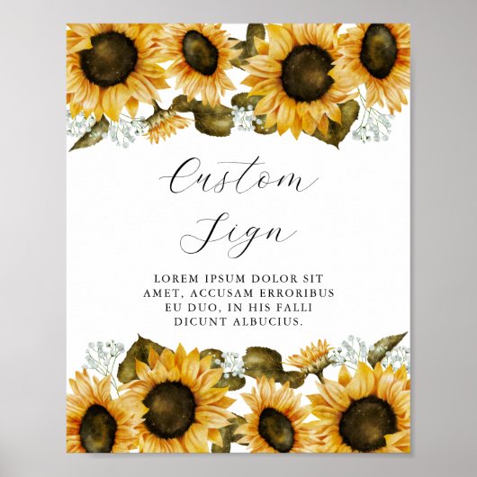 Zonnebloem Vrijgezellenfeest aangepaste teken Poster (Voorkant)