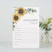 Zonnebloem Vrijgezellenfeest Advies Kaart (Staand voorkant)