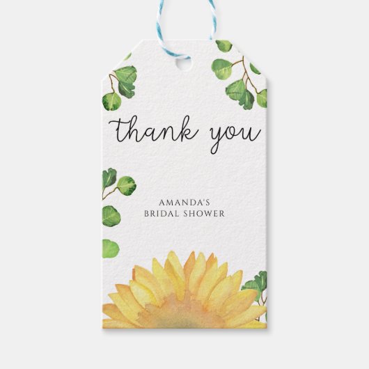 Zonnebloem vrijgezellenfeest bedankt cadeaulabel (Voorkant)