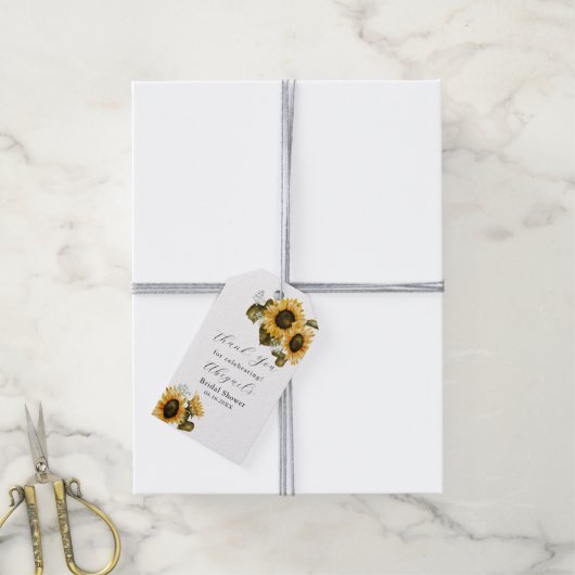 Zonnebloem Vrijgezellenfeest Cadeaulabel (Met Touw)