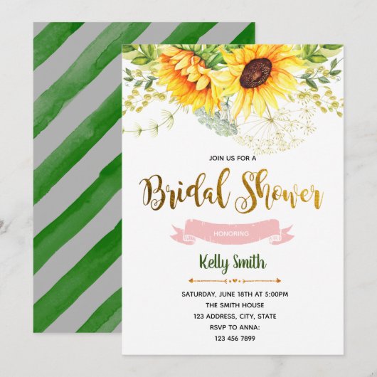 Zonnebloem vrijgezellenfeest feestuitnodiging kaart (Voorkant / Achterkant)