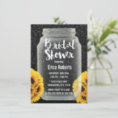 Zonnebloem Vrijgezellenfeest Mason Jar Black Glitt Kaart (Staand voorkant)