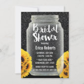 Zonnebloem Vrijgezellenfeest Mason Jar Black Glitt Kaart (Voorkant)