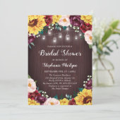 Zonnebloem Vrijgezellenfeest Mason Jars Bourgondië Kaart (Staand voorkant)