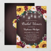 Zonnebloem Vrijgezellenfeest Mason Jars Bourgondië Kaart (Voorkant / Achterkant)