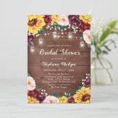 Zonnebloem Vrijgezellenfeest Mason Jars Lights Woo Kaart (Staand voorkant)