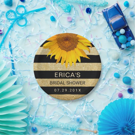 Zonnebloem Vrijgezellenfeest Matig zwart/goudstree Papieren Bordje (Feest)