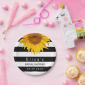 Zonnebloem Vrijgezellenfeest Matig zwarte strepen Papieren Bordje (Feest)