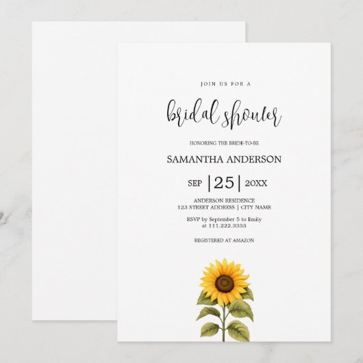 Zonnebloem Vrijgezellenfeest minimalistisch Kaart (Voorkant / Achterkant)