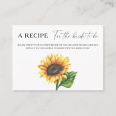 Zonnebloem vrijgezellenfeest Recept voor de bruid  Informatiekaartje (Voorkant)