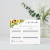 Zonnebloem Vrijgezellenfeest Recipkaart (Staand voorkant)