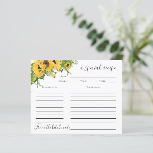 Zonnebloem Vrijgezellenfeest Recipkaart (Staand voorkant)