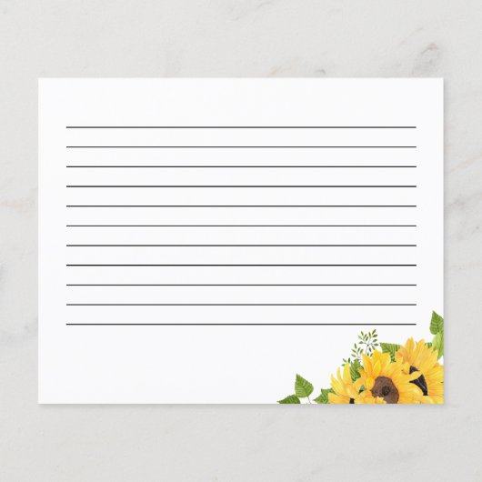 Zonnebloem Vrijgezellenfeest Recipkaart (Achterkant)