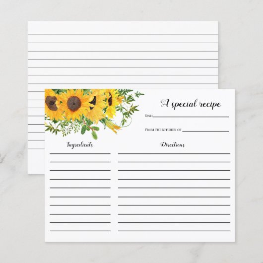 Zonnebloem Vrijgezellenfeest Recipkaart (Voorkant / Achterkant)