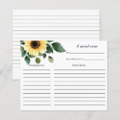 Zonnebloem Vrijgezellenfeest Recipkaart (Voorkant / Achterkant)