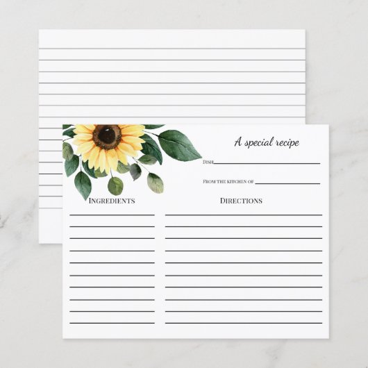 Zonnebloem Vrijgezellenfeest Recipkaart (Voorkant / Achterkant)