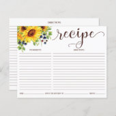 Zonnebloem Vrijgezellenfeest Recipkaart (Voorkant / Achterkant)