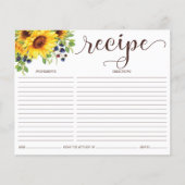 Zonnebloem Vrijgezellenfeest Recipkaart (Voorkant)