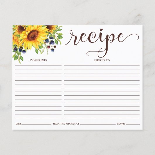 Zonnebloem Vrijgezellenfeest Recipkaart (Voorkant)