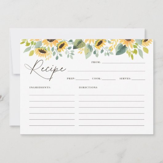 Zonnebloem Vrijgezellenfeest Recipkaart Kaart (Voorkant)
