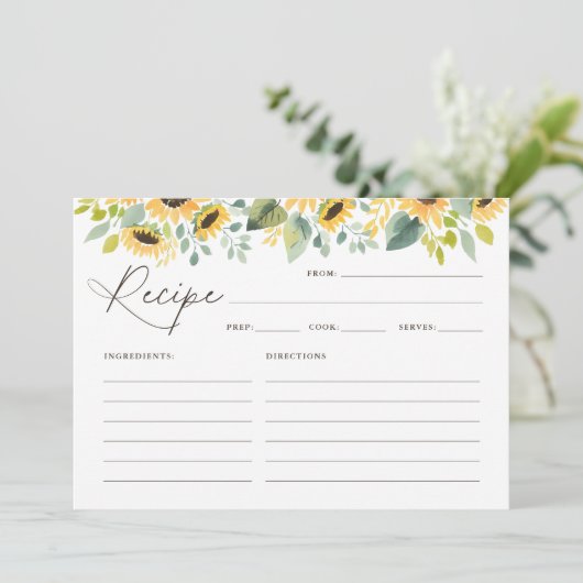 Zonnebloem Vrijgezellenfeest Recipkaart Kaart (Staand voorkant)