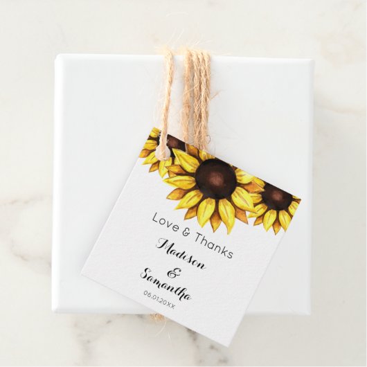 Zonnebloem Vrijgezellenfeest Rustic Kraft Bedankjes Labels (In situ)
