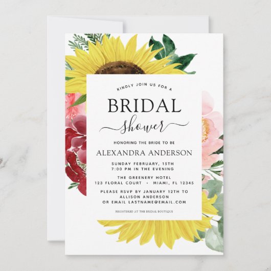 Zonnebloem Vrijgezellenfeest Spring Floral Waterve Kaart (Voorkant)