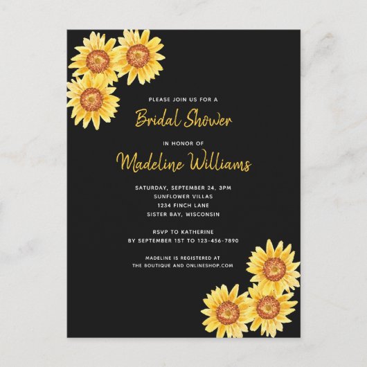 Zonnebloem Vrijgezellenfeest Uitnodiging Briefkaart (Voorkant)