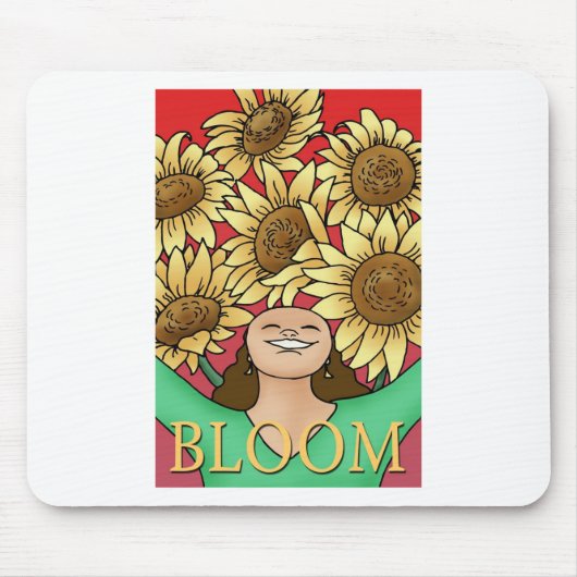 Zonnebloem Vrouw — Bloom! Muismat (Voorkant)
