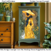 Zonnebloem Vrouw in Geel Jurk DS9L Decoupage Tissuepapier