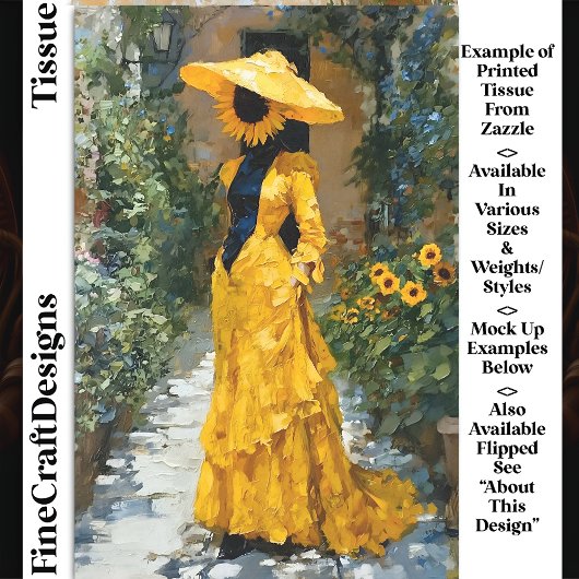 Zonnebloem Vrouw in Geel Jurk DS9L Decoupage Tissuepapier