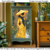 Zonnebloem Vrouw in Geel Jurk DS9R Decoupage Tissuepapier