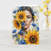 Zonnebloem Vrouw Leeg Van Binnen Kaart (Gele Bloem)