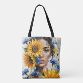 Zonnebloem Vrouw Tote Bag (Achterkant)