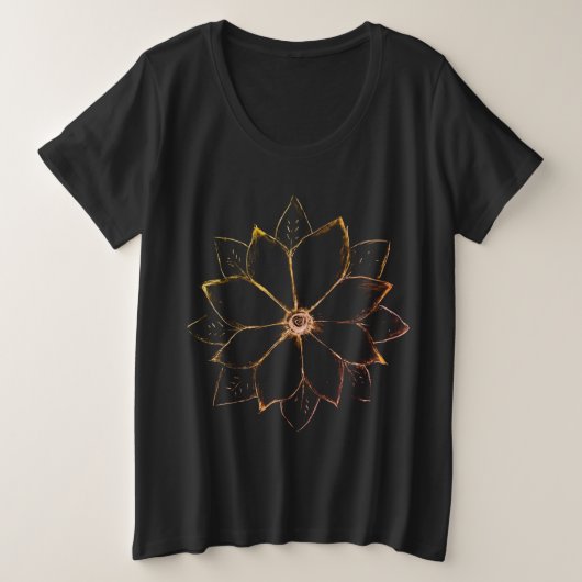 "Zonnebloem" Vrouwen - Zwart Grote Maat T-shirt (Design voorkant)